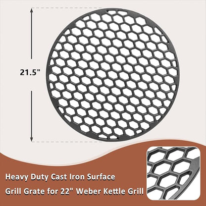 8835 Cast Iron Grill Grate for Weber 22" Kettle Grill Cooking Grate Replacement Part for 22 Inch Weber Performer, Recteq Bullseye and Premium Charcoal Grills