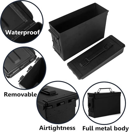 GUGULUZA Metal Ammo Can 30 50 Cal, Waterproof Airtight Ammo Containers Case | Heavy-Duty Ammunition Storage Case Military Container, Lockable Box w/Flip Top for Long-Term Storage Bullet, 30Cal and 50 Cal