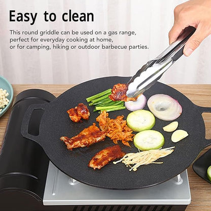 Korean Grill Pan,Round Premium BBQ Grill Pan,Non-stick Griddle Plate for Gas Stove Indoor Outdoor Camping Party(29cm)