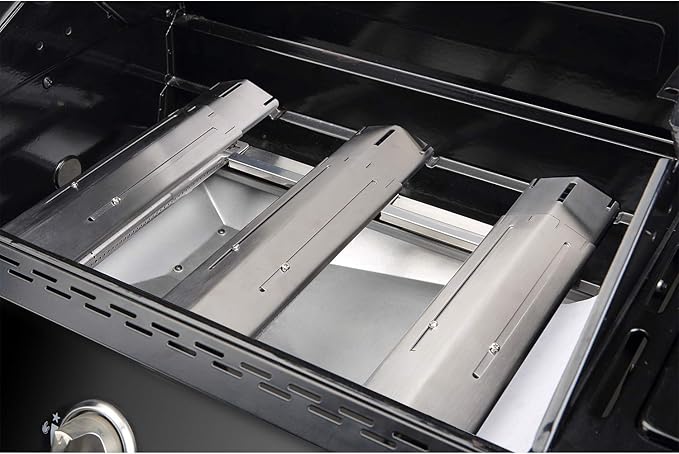 Unicook 3 Pack Adjustable Grill Heat Plate, Extend from 11.75" up to 21" Length, Gas Grill Burner Cover Replacement Parts, Stainless Steel Flame Tamers, BBQ Heat Shield Tents