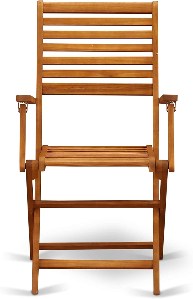East West Furniture DEBS9CANA 9 Piece Patio Garden Table Set Includes a Rectangle Outdoor Acacia Wood Dining Table and 8 Folding Arm Chairs, 40x72 Inch, Natural Oil