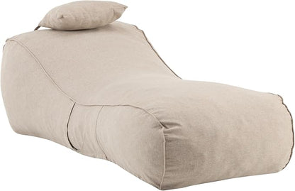 Christopher Knight Home Morton Outdoor Bean Bag Chair Set of 2, Fabric Bean Bag Chair for Adults and Kids, Indoor/Outdoor Sun Lounger with Headrest, Patio Chaise Lounge Chair Set of 2, Dark Beige