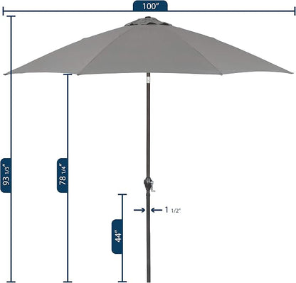 Sunline 9 ft Patio Umbrella with Crank & Push Button Tilt, Outdoor Market Umbrella with UV Protection & Wind Vent and Fiberglass Ribs, Metal Frame for Deck, Pool & Table, Taupe