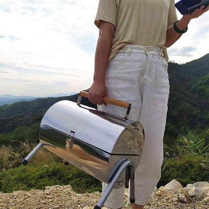 Portable BBQ Grill Portable Charcoal Grill Mini Lightweight BBQ Smoker Grill for Outdoor Barbecues Camping Backyard Garden Picnic Beach Party, Stainless Steel, Silver BBQ Grill Ute