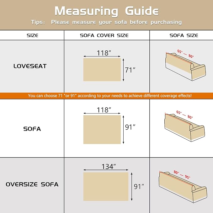 MEETSKY Couch Covers for 3 Cushion Couch Sofa Washable Cat Scratch Proof Sectional Couch Covers L Shape Sofa Cover Slipcovers Couch Furniture Protector for Pets Dogs Kids, 91" x 118", Creamy White