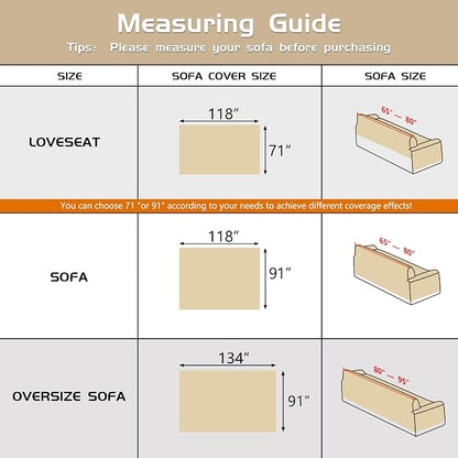 MEETSKY Couch Covers for 3 Cushion Couch Sofa Washable Cat Scratch Proof Sectional Couch Covers L Shape Sofa Cover Slipcovers Couch Furniture Protector for Pets Dogs Kids, 91" x 118", Creamy White