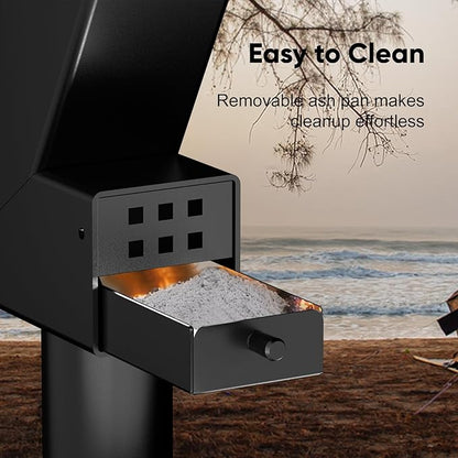 Rayzi 58 Inch Pellet Stove, Outdoor Decorative Wood Pellet Heater Burning Fireplace for Ambiance – Smokeless Flame for Patio Backyard Bonfire, Camping Party Holiday Garden Picnic