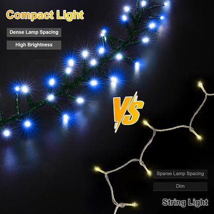 500 LED Blue White String Lights, 46ft 16 Modes Plug in Twinkle Fairy Lights, Waterproof Blue LED Christmas Lights Outdoor for Christmas Tree Bedroom Party Wedding Decor