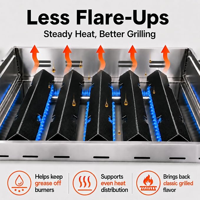 Uniflasy 67046 Flavorizer Bars for Weber Spirit 2 Parts Weber GS4 Spirit II & I E310 E320 S310 S320 with Front Control 69797 68843 7636 Replacement Parts,15.3" Porcelain-enameled Flavor Bars