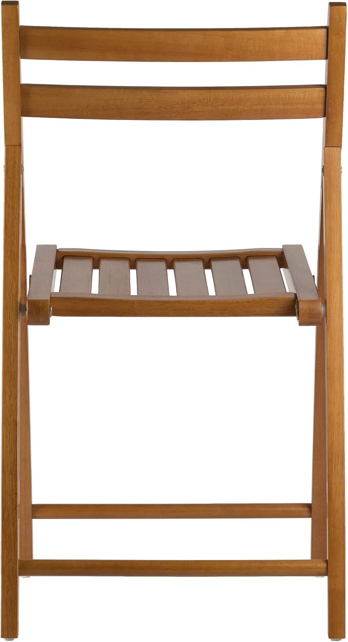 Winsome Robin Folding Chair Set of 4 in Teak, Convenient & Lightweight Portable Kitchen & Dining Chairs for Small Homes & Apartments, Indoor & Outdoor Foldable Seating