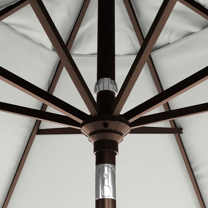California Umbrella 12-Year-Non-Fading, 9Ft Premium Sunbrella Patio Umbrella, Hand-Crank, Button-Tilt, Bronze Frame, Granite Fabric