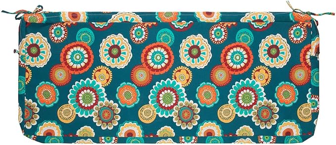 Magpie Fabrics Patio Bench Cushion Cover 45x18x3 Inch, NO Insert! Water Resistant Outdoor Loveseat Replacement Cover with Zipper (Floral Green)