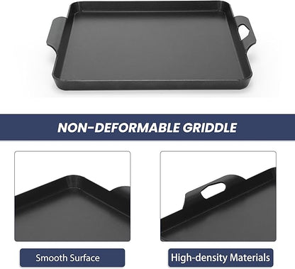 Cast Iron Square Griddle Pan, 13" x 11.5" Flat Top Griddle Plate, 11.5" Cooking Surface for Gas Stove, Camp Stove and Grill