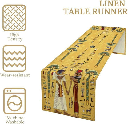 Vintage Ancient Egypt Table Runner Mysterious Old Egypt African Pharaoh Theme Dinner Runner Egyptian Culture Table Decor Home Kitchen Dining Coffee Party Holiday 13x70in
