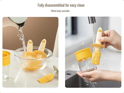 6.8oz Oil Dispenser Bottle with Brush for Kitchen, Basting Bottle, Silicone Basting Brush, for Cooking BBQ Kitchen, Yellow
