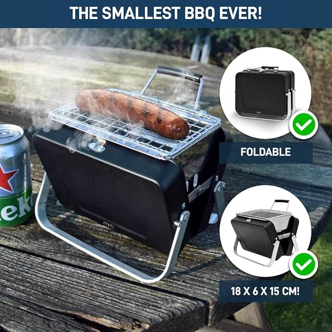 MikaMax – mm – World’s Smallest Barbecue – Portable & Foldable – Super Compact – Novelty Gift For Him & Her – Dimensions 18 x 6 x 15,5 cm