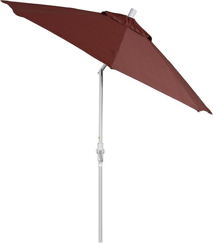 California Umbrella 9' Round Aluminum Market Umbrella, Crank Lift, Collar Tilt, White Pole, Terrace Adobe Olefin