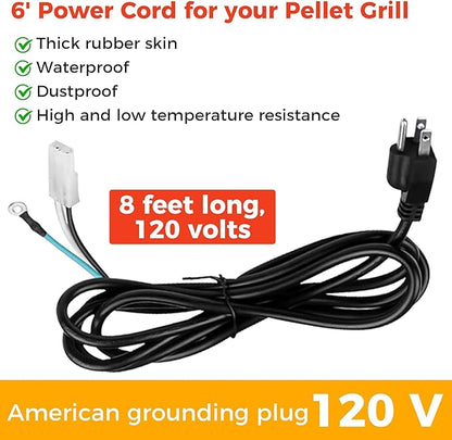 Fit For Traeger and Pit Boss Wood Pellet Grill Parts Replacement Kit include 2.0 RPM Auger Motor,Induction Fan Kit,Power Cord,Fire Burn Pot and Hot Rod Ignitor By Romalon