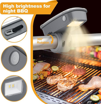 Rechargeable Grill Light, 360°Flexible Rotation LED BBQ Handle Light, Type-C Charging, 6H Long Battery Life, Grill Accessories for Blackstone Griddle & Weber Grill, Ideal Gifts for BBQ Lovers