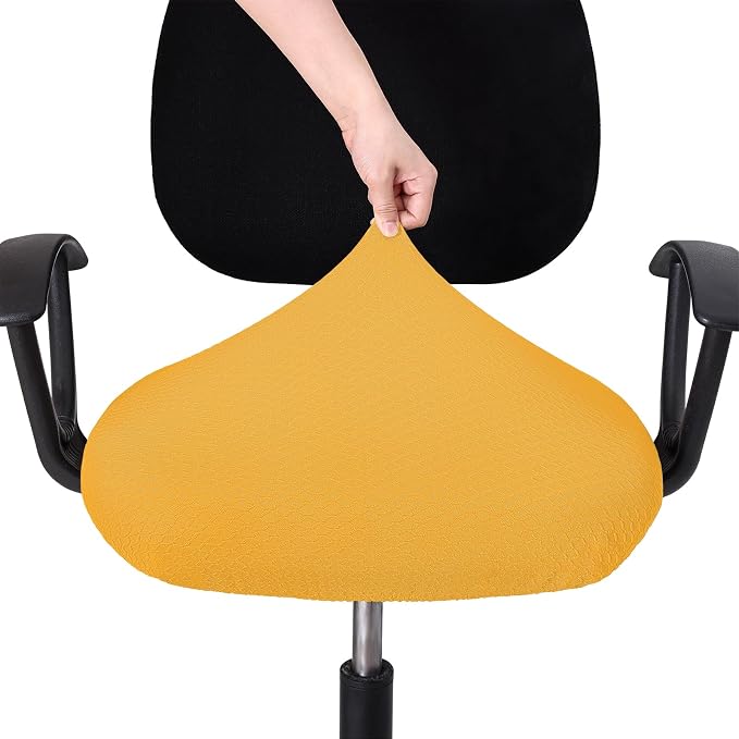Smiry Office Computer Chair Seat Covers for Desk, Anti-dust Protector | Stretch Jacquard Removable Washable Desk Chair Seat Cushion Protectors, Mustard Yellow