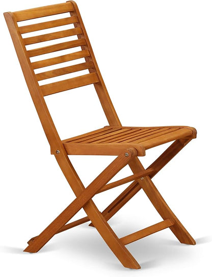 East West Furniture DEBS9CWNA 9 Piece Outdoor Patio Dining Sets Includes a Rectangle Acacia Wood Table and 8 Folding Side Chairs, 40x72 Inch, Natural Oil