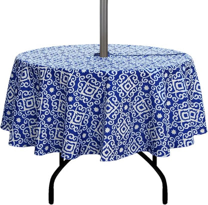 EHouseHome Outdoor and Indoor 70inch Round Tablecloth with Umbrella Hole and Zipper, Waterproof Zippered Patio Cloths, Spring/Summer Table Covers for Backyard Circular Table/BBQs/Picnic