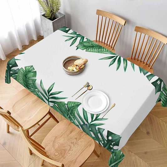 TKS MITLAN Palm Tree Leaves Tablecloth 52 x 70 Inch Rectangular Summer Tropical Green Leaf Oblong Table Cloth Kitchen Table Decorations for Home Dinner Party