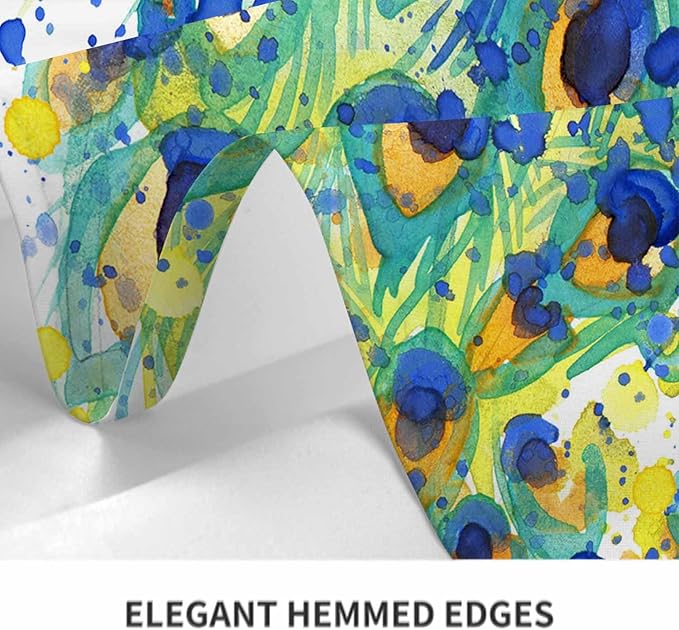TKS MITLAN Blue Peacock Tablecloth Decor Animal Feathers Watercolor Exotic Table Cloth Dining Room Kitchen Table Cover 60" X 84" Oblong/Rectangle