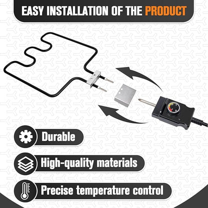 1500 Watt Heating Element Compatible with Masterbuilt Electric Smoker and Grill, Heating Element with Adjustable Thermostat Cord Controller for Masterbuilt Smokers & Turkey Fryers
