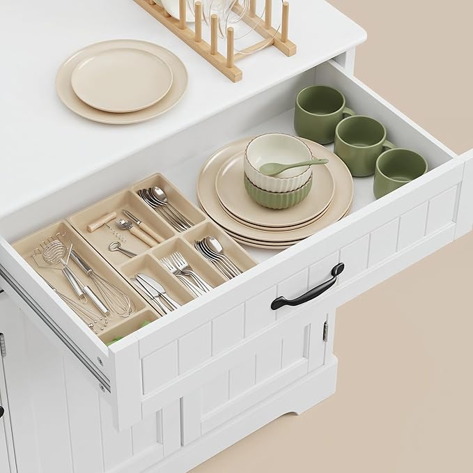 42'' Buffet Cabinet, Coffee Bar Cabinet for Living Room, White | Coffee Bar, Sideboard Cabinet with Internal Storage Shelf for Dining Room, Kitchen, Living Room, Kitchen and Laundry Room