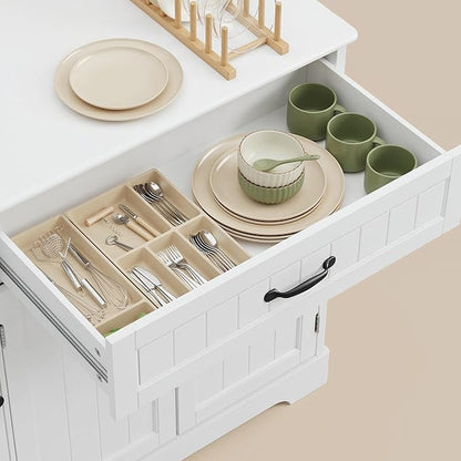 42'' Buffet Cabinet, Coffee Bar Cabinet for Living Room, White | Coffee Bar, Sideboard Cabinet with Internal Storage Shelf for Dining Room, Kitchen, Living Room, Kitchen and Laundry Room