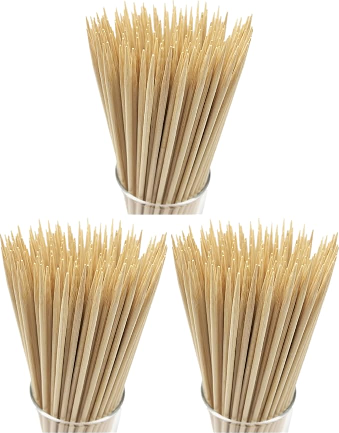 HOPELF 16" Natural Bamboo Skewers Sticks for BBQ，Kabob，Grilling，Barbecue，Kitchen，Roasting，Marshmallows，Plant Stakes，Crafting.Φ:4mm, More Size Choices 6"/8"/10"/12"/14"/30"(100 PCS) (Pack of 3)