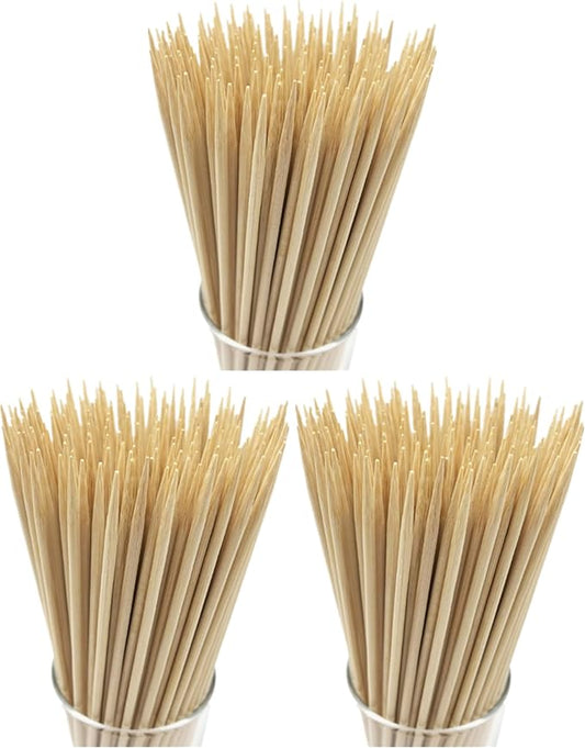 HOPELF 16" Natural Bamboo Skewers Sticks for BBQ，Kabob，Grilling，Barbecue，Kitchen，Roasting，Marshmallows，Plant Stakes，Crafting.Φ:4mm, More Size Choices 6"/8"/10"/12"/14"/30"(100 PCS) (Pack of 3)