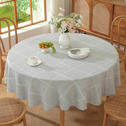 TruDelve Round Tablecloth 60 Inch Grey Fabric Farmhouse Cloth Tablecloths Circle Outdoor Picnic Table Cloth Round Cover (Grey,60",Round)