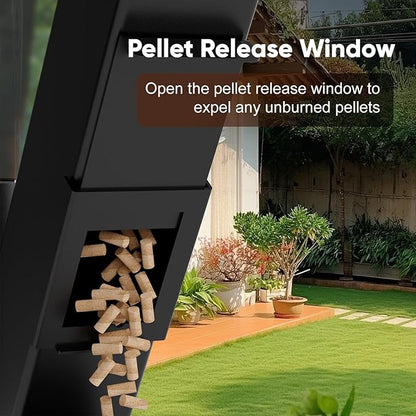 Rayzi 58 Inch Pellet Stove, Outdoor Decorative Wood Pellet Heater Burning Fireplace for Ambiance – Smokeless Flame for Patio Backyard Bonfire, Camping Party Holiday Garden Picnic