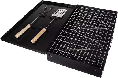 Barbecue Grill Portable Outdoor BBQ Grill Patio Camping Picnic Barbecue Stove Outdoor Camping Cooking Charcoal Grill Barbecue Tools Easy To Use Clean (Color : Black Size : 44x27cm) (Black 44x27cm)