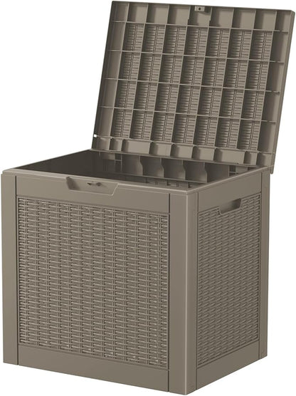 Vixzen 31 Gallon Deck Boxes Outdoor Waterproof, Lockable Outdoor Storage Bench for Patio Cushions, Garden Tools, Pool Supplies (Grey, 31 Gallon)