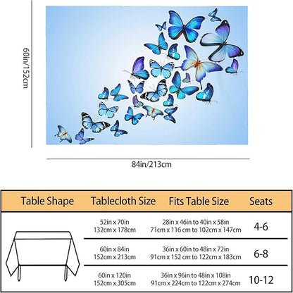 TKS MITLAN Tablecloth Butterflies Table Cloth Rectangle Table 60 x 84 Inch Blue Flying Butterflies Kitchen Decorations for Home Dinner Party