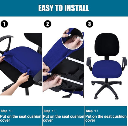 Smiry Office Computer Chair Seat Covers for Desk, Anti-dust Protector | Stretch Jacquard Removable Washable Desk Chair Seat Cushion Protectors, Royal Blue
