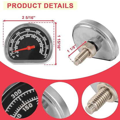 18013 BBQ Grill Lid Temperature Gauge Compatible with Broil King, Replacement Large Chrome Lid Heat Indicator for Broil King Signet/Sovereign/Baron/Regal/Imperial Series Grill Parts (1998-present)