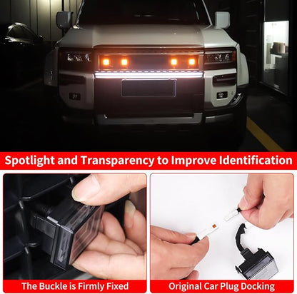 4 Pcs Front Grille Decorative Lamp Suitable for 2024-2026 Toyota Land Cruiser 250 1958 Prado Lc250 Projection Lens Spotlight LED Lamp 2025 Land Cruiser Accessories (Small Yellow Light)
