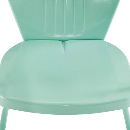 Crosley Furniture Griffith Outdoor Chair, Retro Metal Patio Chairs for Dining, Porch, Deck, Balcony, Aqua