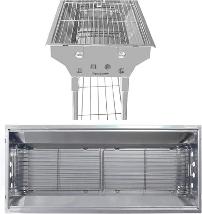 HTTMT- Outdoor Campling Refined Stable Version-2.0 Iron Portable Folding Barbecue Charcoal Grill Stove Shish Kebab Stainless Steel BBQ Patio Fold Large [P/N: ET-COOK003-SR]