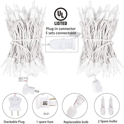Brightown 50 Count 10 Feet Warm White Christmas Lights, Incandescent Bulb | Clear Mini Incandescent Lights on White Wire, Christmas Tree String Lights for Indoor Outdoor Decorations