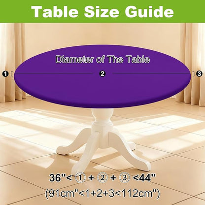 Smiry Round Spandex Tablecloth, Elastic Fitted Washable Tablecloths for 36"-44" Tables, Waterpoof Stretch Picnic Table Cover for Dining, Indoor and Outdoor, Purple