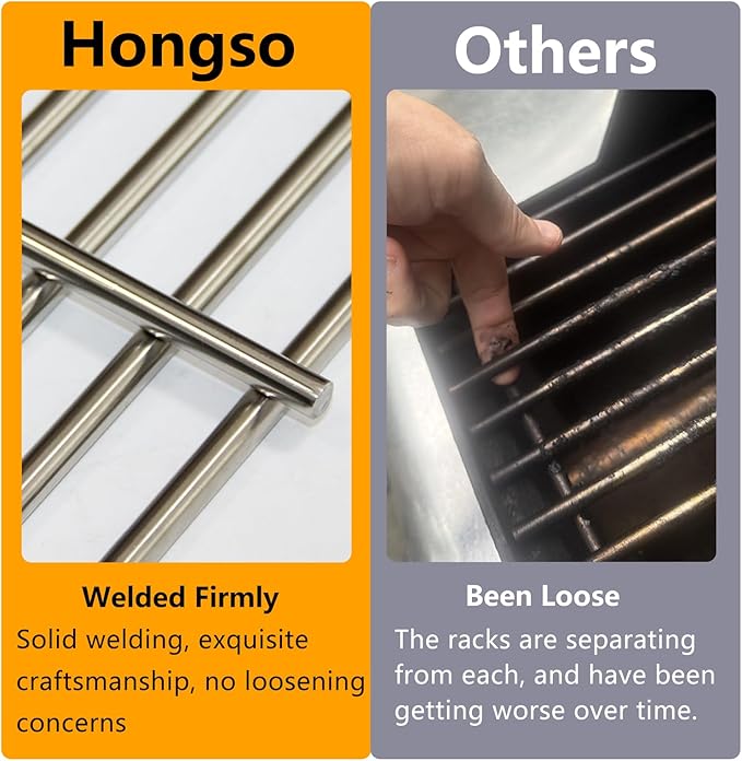 Hongso 17.5" SUS304 Stainless Steel Grill Grates for Weber Spirit E-310, Weber Spirit 300 and GS4 II 300 Series E & S 310 315 320 325 330 SP320, Genesis Silver/Gold B & C, Genesis 1000 Grill 7638 7639