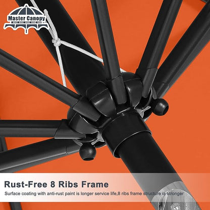 MASTERCANOPY 9ft Patio Umbrella with Tilt & Crank, Orange | 8 sturdy ribs;UV/water resistant;Vent;easy setup;for garden/deck/backyard/pool