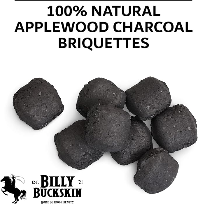 6.5lb Oak & Applewood Charcoal Briquettes - All Natural Wood Charcoal for Grilling - Premium BBQ Briquettes - Quick Light, Pure Hardwood - Long Burning, Rich Smoky Flavor - by Billy Buckskin