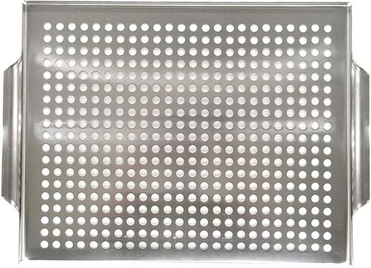 Stainless Steel BBQ Grill Topper Pan Tray for Vegetables, Meats, Skewers & Seafood - Grill Pan for Gas & Charcoal Grills & BBQ - Outdoor Cooking, Grilling, Camping & Tailgating by Mr. Bar-B-Q 06032Y