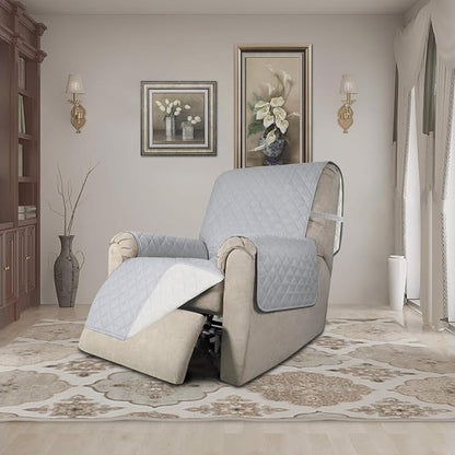 Easy-Going Reversible Couch Cover, Recliner 19 in, Light Gray/Ivory | Machine Washable Slipcover For Dogs, Water Resistant Furniture Mat For Living Room, Non-Slip Sofa Cover, Pet Friendly